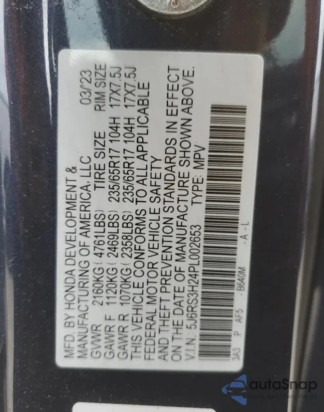 2023 Honda Cr-V Lx from USA, damaged, VIN 5J6RS3H24PL002653